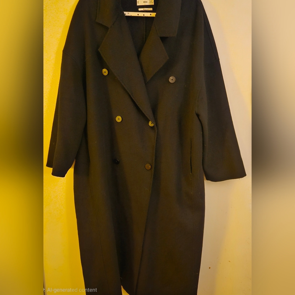 Mango wool mix double breasted midi coat Oversized
